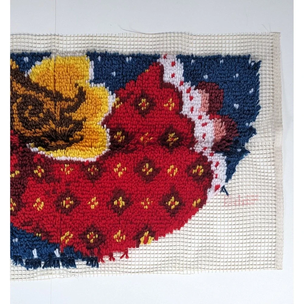 Vintage Finished Latch Hook Rug Angel‎ Star Christmas Wall Hanging Holiday Decor